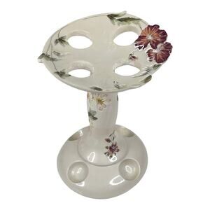 Vintage Marina TOOTHBRUSH HOLDER Bacova Guild Floral 5.75" Holds 4 Tooth Brush